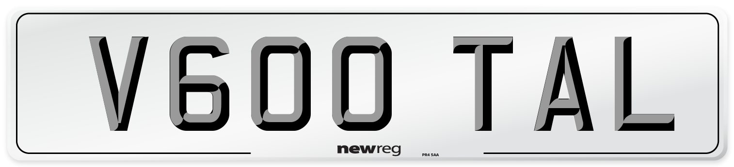 V600 TAL Number Plate from New Reg